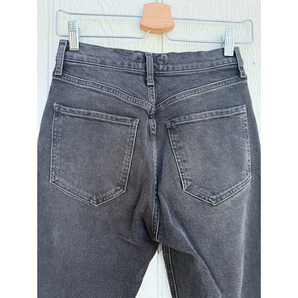 AGOLDE dark wash Riley high rise straight crop button fly denim jeans Panoramic - Picture 8 of 14